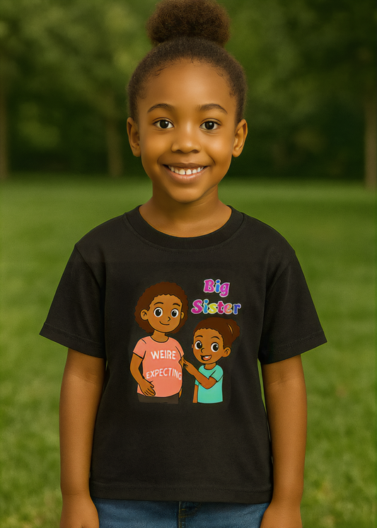 Big Sister “We’re Expecting” Shirt – Kids Pregnancy Announcement T-Shirt – Cute Sibling Reveal Outfit