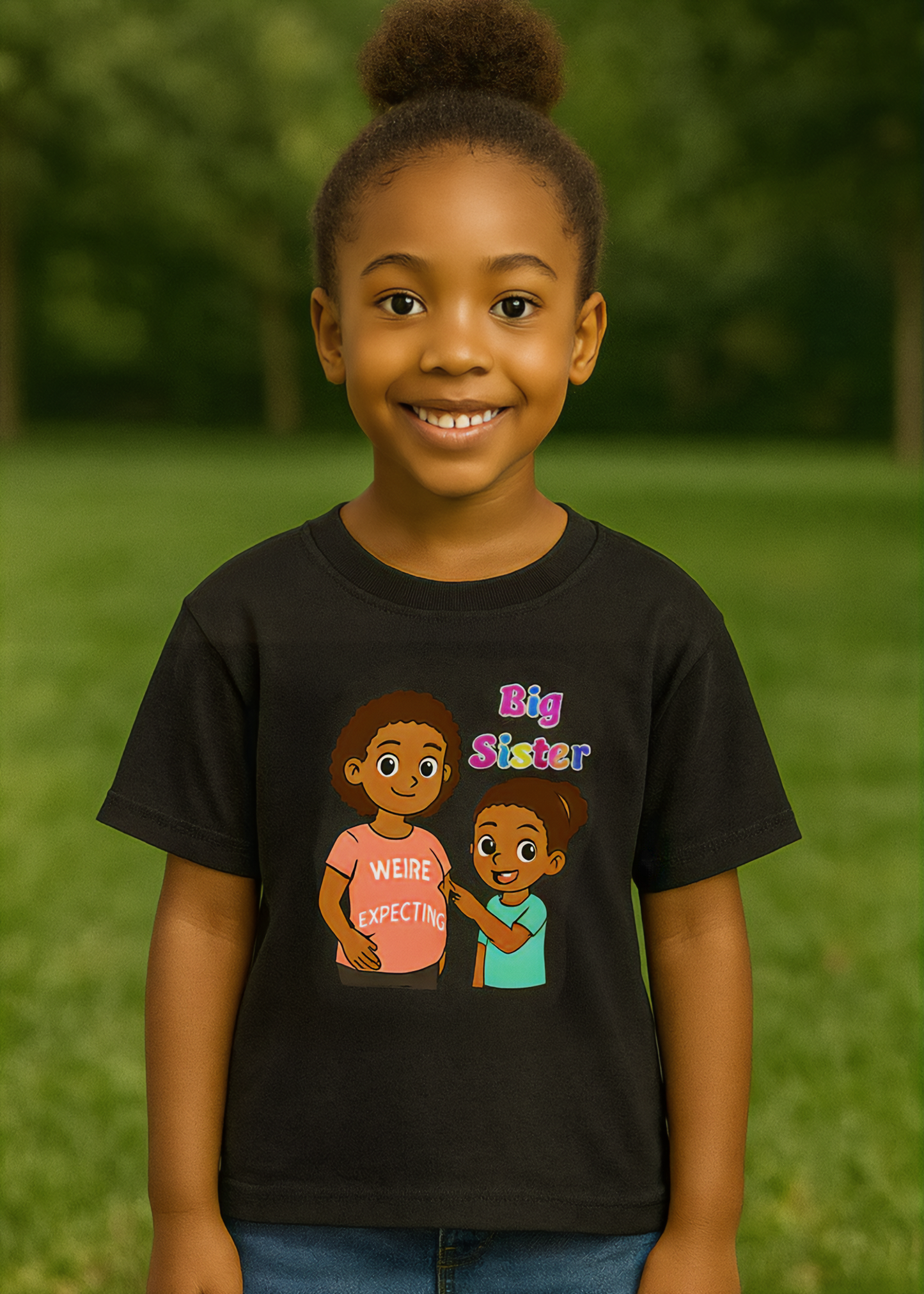 Big Sister “We’re Expecting” Shirt – Kids Pregnancy Announcement T-Shirt – Cute Sibling Reveal Outfit