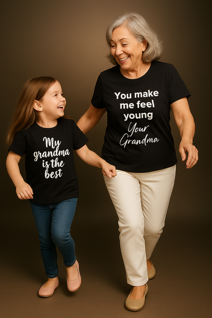 “You Make Me Feel Young, Grandma” T-Shirt – Cute Gift for Grandma – Soft Cotton Blend Tee