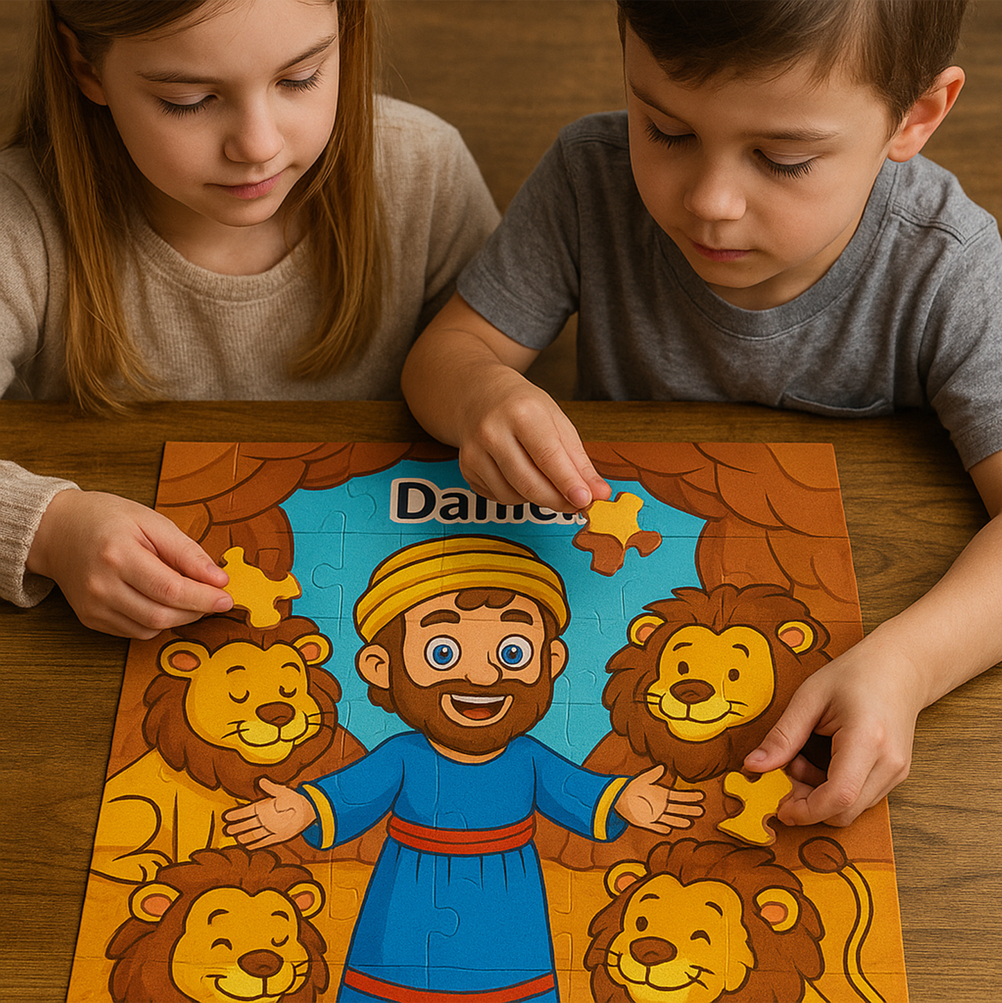 Set of 4 Jigsaw Puzzles for Kids (40 Pieces Each) – Educational Biblical Puzzle Gift – [Bible Story/Character] – Tanakh / Old Testament Theme