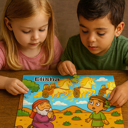 Set of 4 Jigsaw Puzzles for Kids (40 Pieces Each) – Educational Biblical Puzzle Gift – [Bible Story/Character] – Tanakh / Old Testament Theme