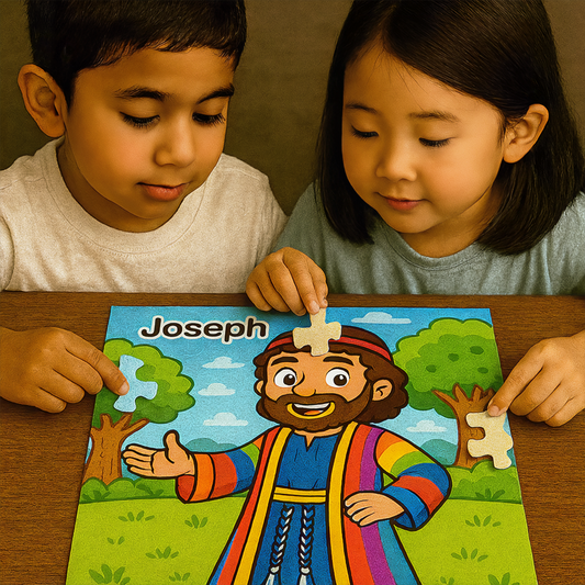 Set of 4 Jigsaw Puzzles for Kids (40 Pieces Each) – Educational Biblical Puzzle Gift – [Bible Story/Character] – Tanakh / Old Testament Theme