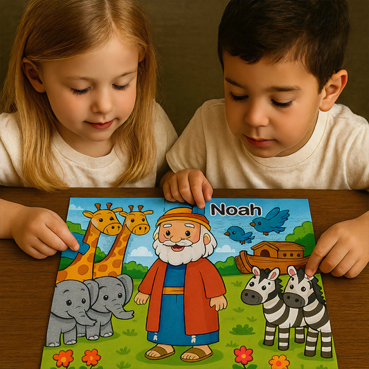 Set of 4 Jigsaw Puzzles for Kids (40 Pieces Each) – Educational Biblical Puzzle Gift – [Bible Story/Character] – Tanakh / Old Testament Theme