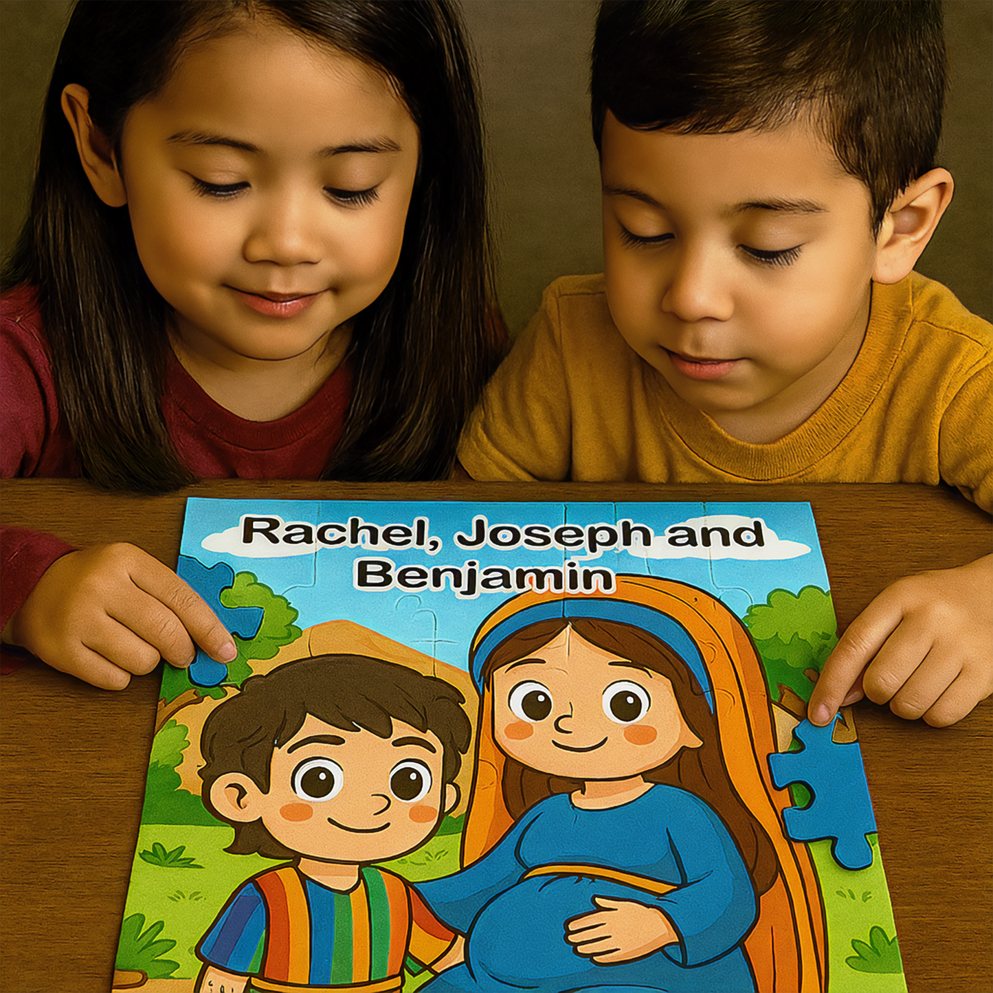 Set of 4 Jigsaw Puzzles for Kids (40 Pieces Each) – Educational Biblical Puzzle Gift – [Bible Story/Character] – Tanakh / Old Testament Theme