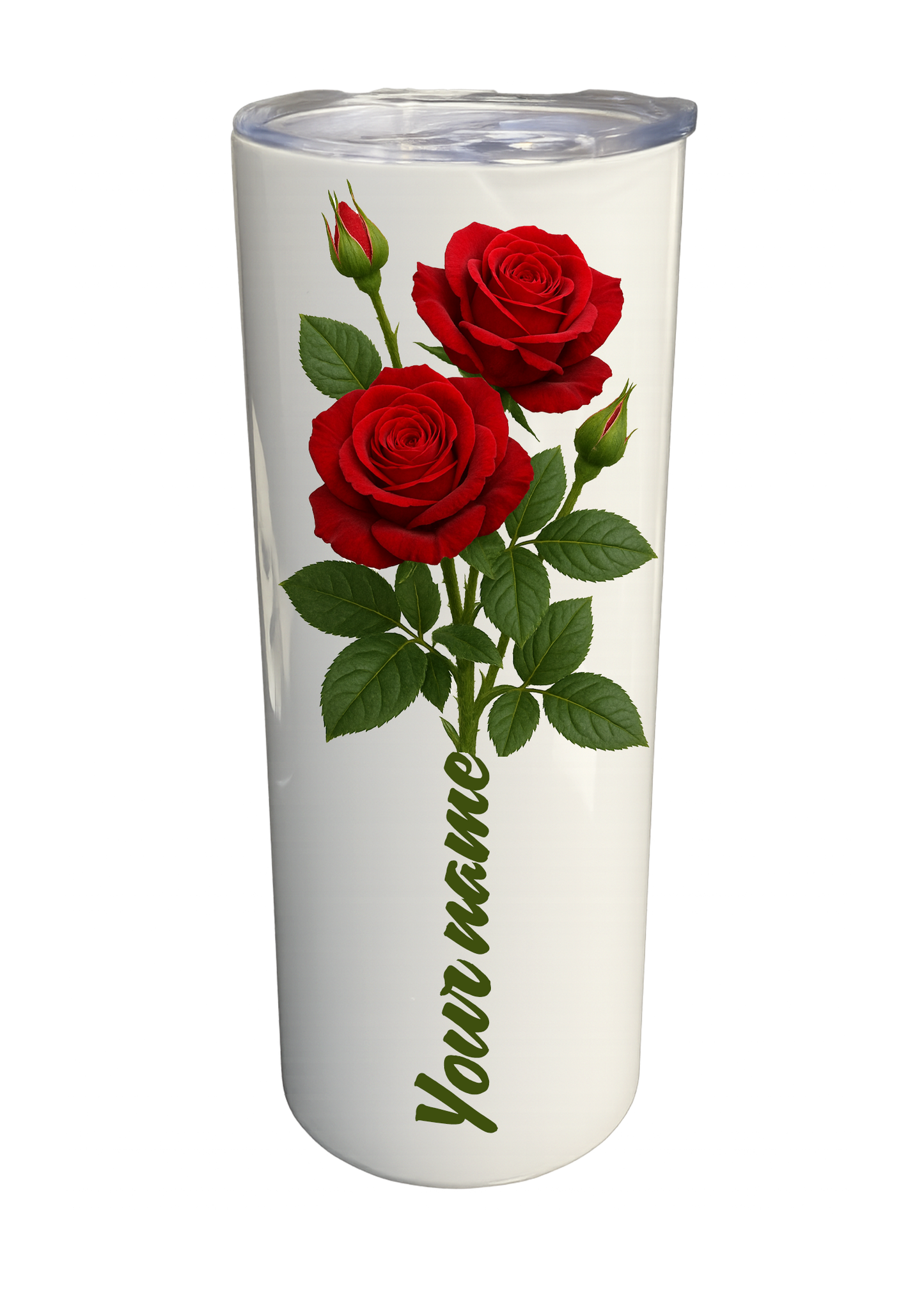 20 oz Insulated Stainless Steel Tumbler – Personalized “Roses” Travel Mug – Custom Cup Gift