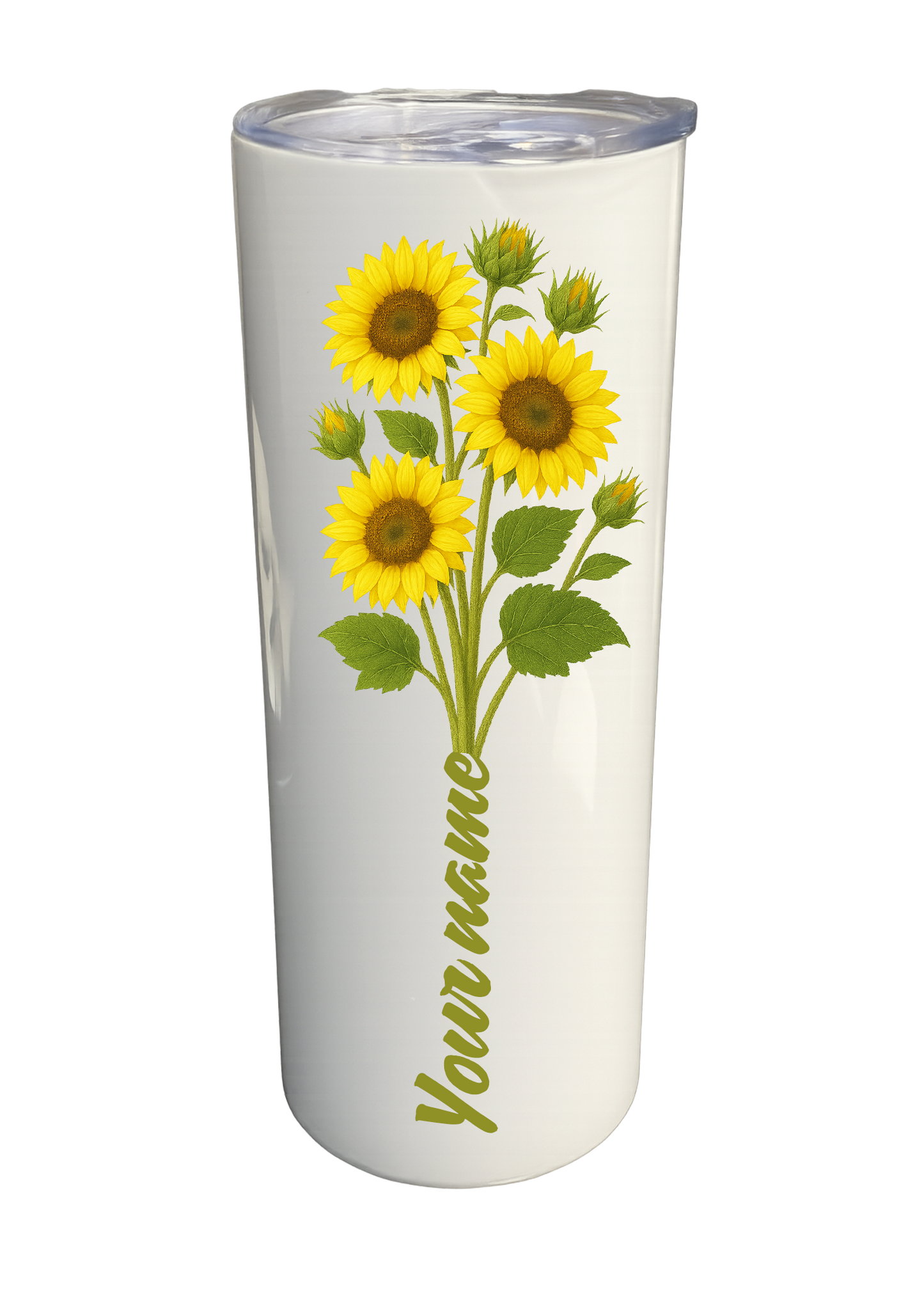 20 oz Insulated Stainless Steel Tumbler – Personalized “Sunflower” Travel Mug – Custom Cup Gift