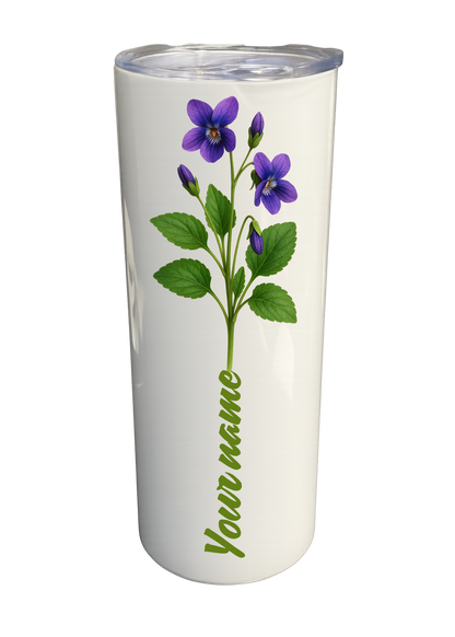 20 oz Insulated Stainless Steel Tumbler – Personalized “Violet” Travel Mug – Custom Cup Gift