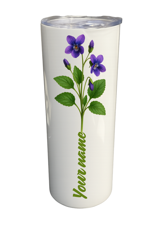20 oz Insulated Stainless Steel Tumbler – Personalized “Violet” Travel Mug – Custom Cup Gift