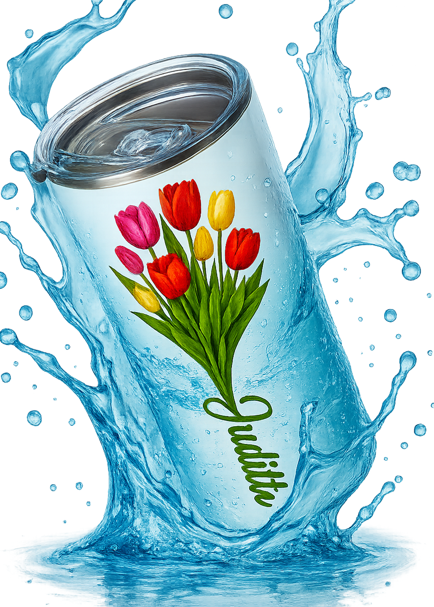 Examples of personalized tumblers: Name and flower