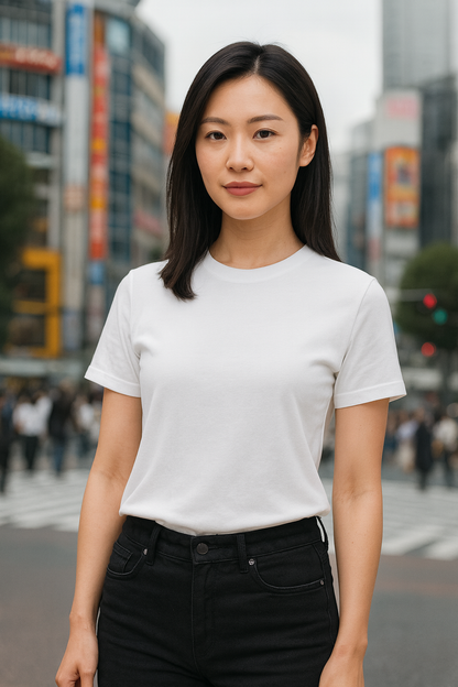 White T-Shirt – Plain Unisex Cotton Blend Tee – Soft Modern Fit Short Sleeve Shirt