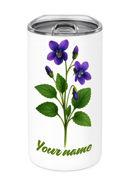 12 oz Insulated Stainless Steel Tumbler – Personalized “Violet” Travel Mug – Custom Cup Gift